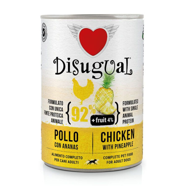 Disugual FRUIT CHICKEN WITH PINEAPPLE 400g - konservi suņiem (09/2027)